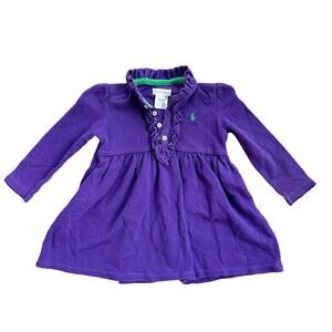 Vtg 1990s Infant Girl Ralph Lauren Purple and Green Polo
Dress 12m